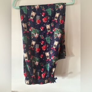 Festive Pug Dog Print Pajama Pants soft velvety feel cozy holiday Christmas 2XL